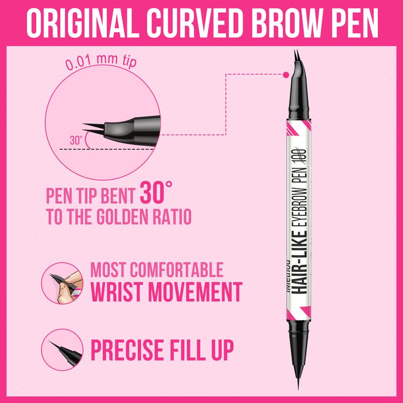 IMethod Curved Eyebrow Pen - Microblading Brow Pencil, Micro-Fork-Tip Applicator & Brow Pen 2-in-1 Dual-Ended Eyebrow Pencils for Women
