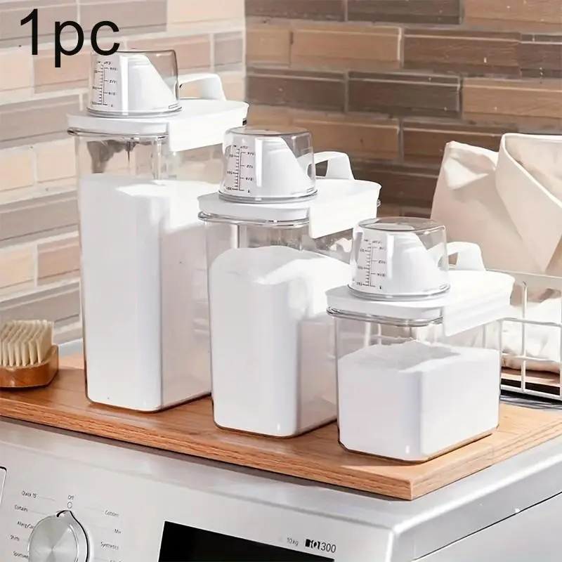 Classic Airtight Laundry Detergent Dispenser with Clear Powder Storage - Durable Plastic, Multiple Sizes (1.1L/1.8L/2.3L), Storage Bins for Home Organization, Plastic Storage Containers