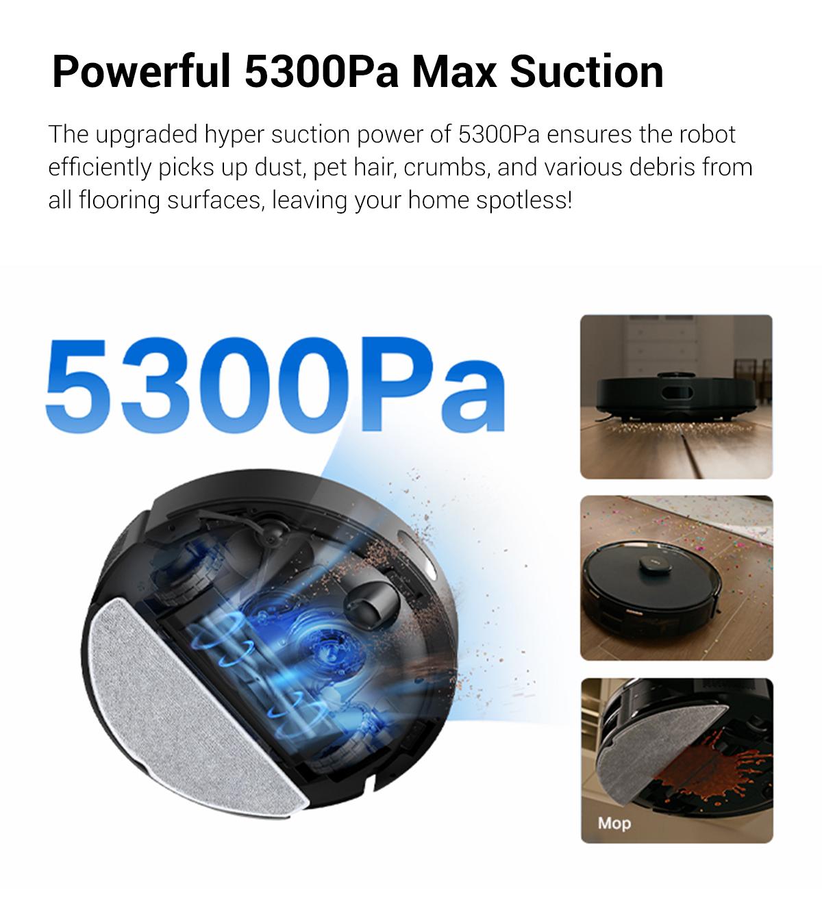 Tapo RV30 MAX Plus: LiDAR Robot Vacuum & Mop with Auto-Empty Dock, 5300Pa,Smart Mapping, Voice Control, 97%+ Dust Pickup, 3L Dust Bag, 2 Months Hands-Free Cleaning