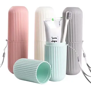 Portable Toothbrush Cup Bathroom Toothpaste Holder Storage Case Box Organizer Travel Toiletries Storage Cup New Creative Design Compact Convenient