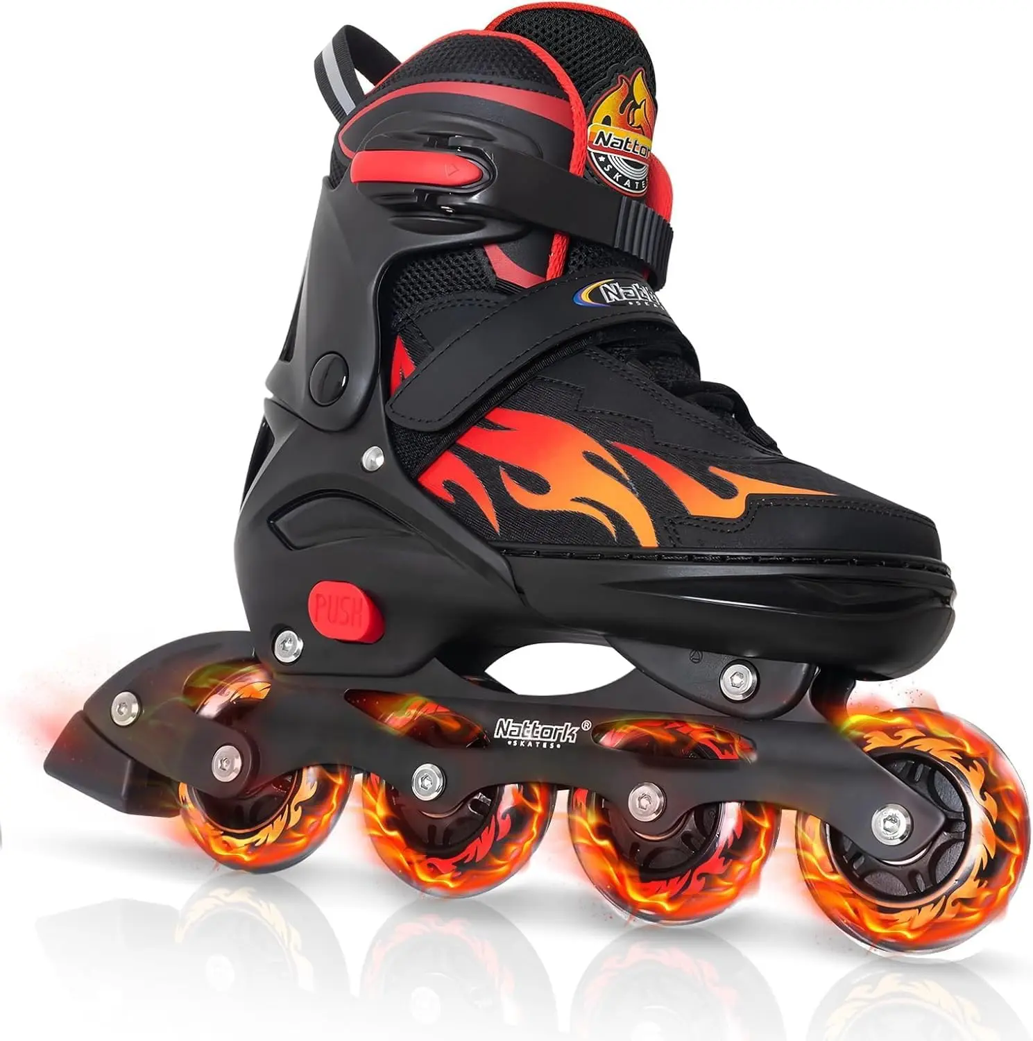 Adjustable Inline Skates for Kids Teens Adults, 8 Light Up Flashing Wheels Blades Skates for Boys Girls Ages 4-16, Indoor Outdoor Beginner Skating Shoes
