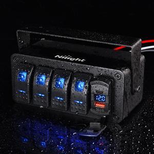Nilight 4 Gang Rocker Switch Box 12V SPST ON Off Switch PD Type C and QC 3.0 USB Charger Voltmeter Waterproof Aluminum Rocker Switch Panel DIY Stickers for Boats Cars RVs Trucks Headlights Taillights Nilight 4 Gang Rocker Switch Box 12V SPST ON Off Switch PD Type C and QC 3.0 USB Charger Voltmeter Waterproof Aluminum Rocker Switch Panel DIY Stickers for Boats Cars RVs Trucks Headlights Taillights