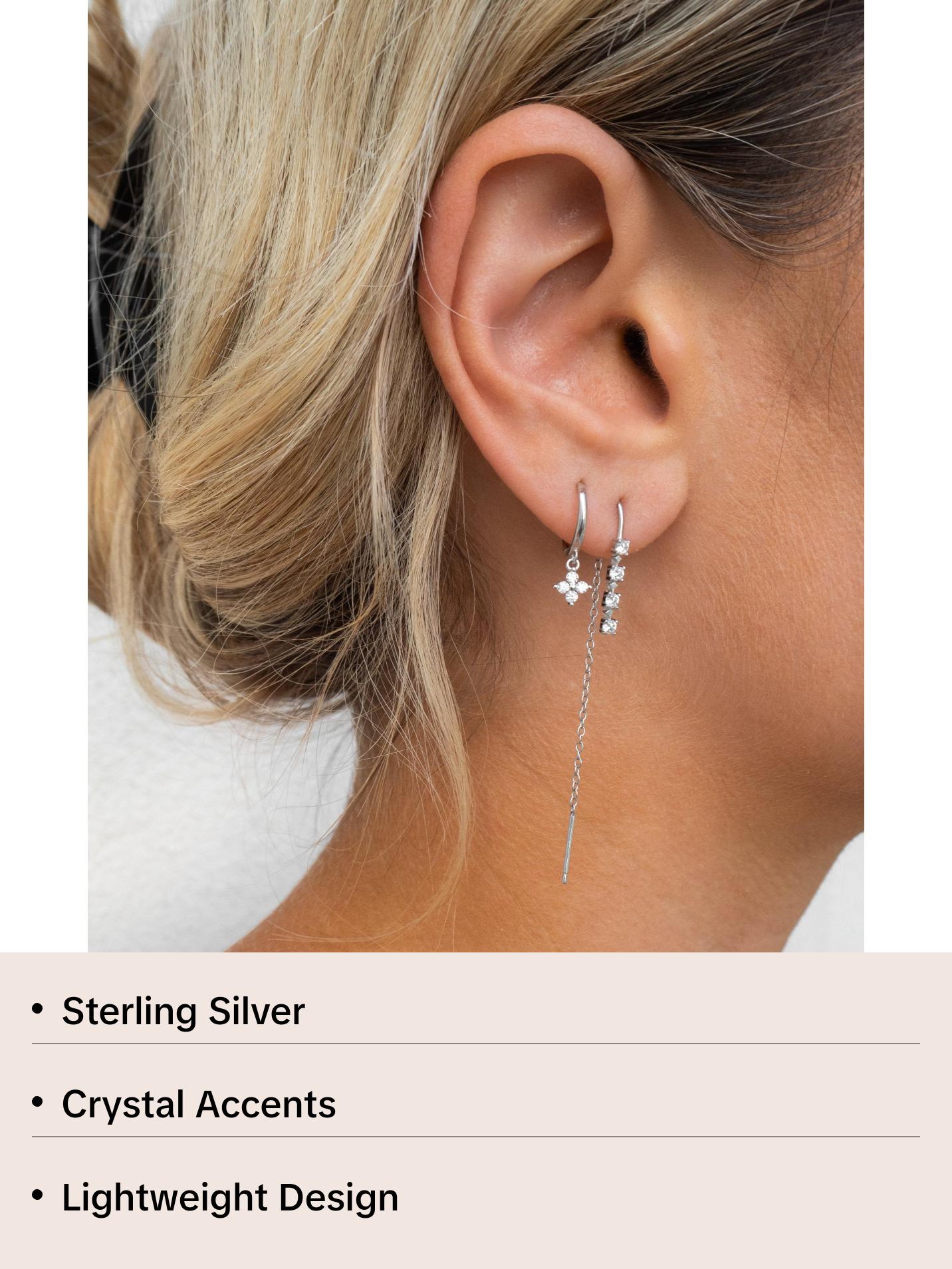 Flora Thread Earrings | Silver