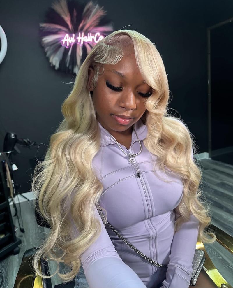Hot Star 613 Body Wave 13x6 Lace Front Wig Human Hair Straight Blonde HD Transparent Lace Frontal Wig for Women Pre Plucked with Baby Hair 180% Density