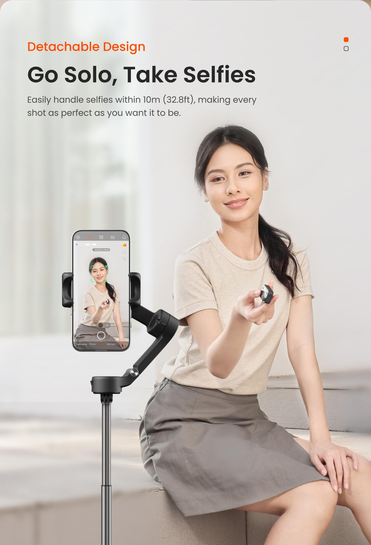 hohem iSteady X3 SE Plus New Gimbal for iPhone, AI Facial Tracking,Smartphone Gimbal with Detachable Remote Control, Portable Foldable 3-Axis Phone Gimbal for Android & iPhone 17 ,Built-in Extendable Rod,Vlog Stabilizer,Cellphone&Selfie accessories