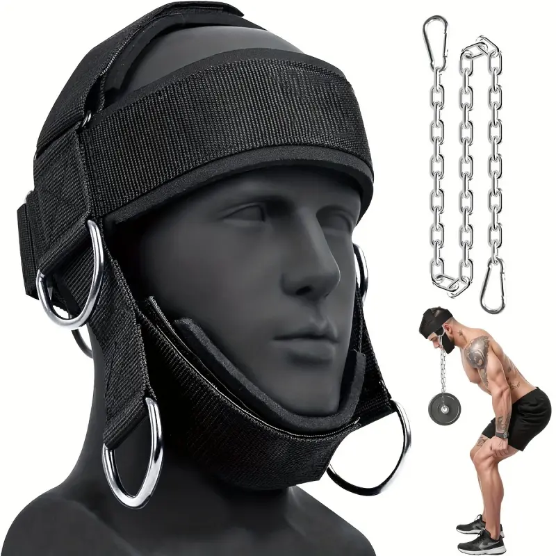 Pro Heavy Neck Trainer! 30" Chain, 280LBS Max Load | Adjustable Nylon Headband w/Carabiner | Perfect for Gym Workouts, MMA & Weightlifting | Must-Have Neck Strength Gear | MMA Training Equipment