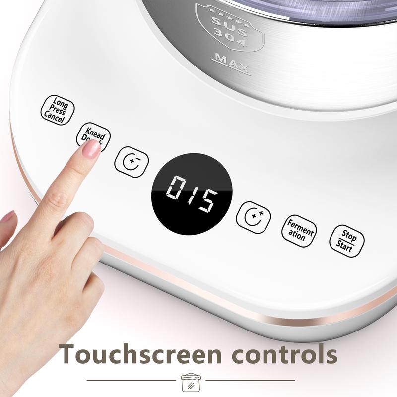 AIZIYO DoughChief 7Qt Electric Dough Mixer with Ferment Function, Dough Maker with 304 Stainless Steel Bowl, Microcomputer Control, Face-up Touch Panel, Easy To Clean for Bread & Pizza