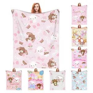 Aura Blankets Cartoon Sugarbunnies Flannel Throw Blanket Blanket for Sofa Couch Super Warm Plush Thin Quilt Superb Christmas blanket gift