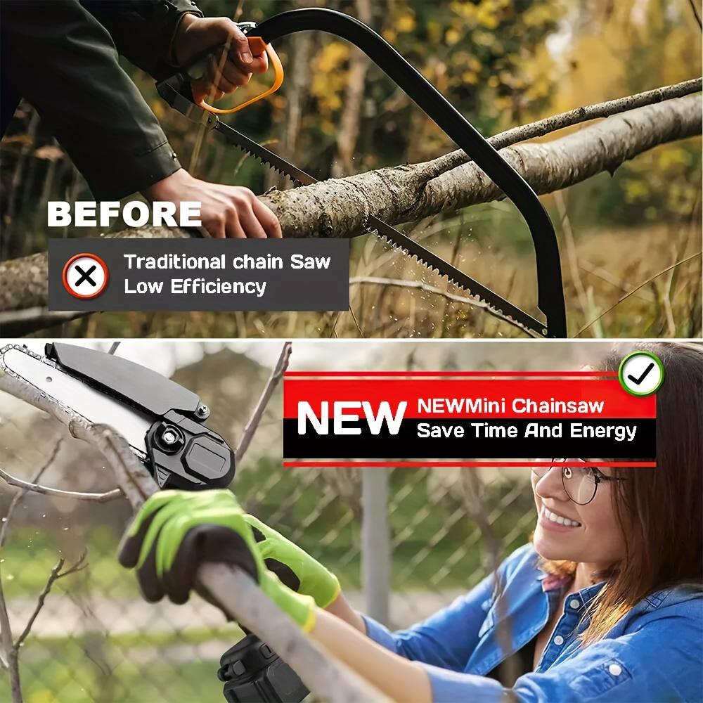 Mini Cordless Chainsaw, 6 Inch Handheld Chainsaw, Mini Chainsaw Cordless 6 Inch, Handheld Electric Chain Saw For Tree Pruning Cutting Wood, Auto Oiler For Tree Branches, Courtyard, Household, Garden, Ideal Gift For Men, Husband, Dad, Pruning Saw