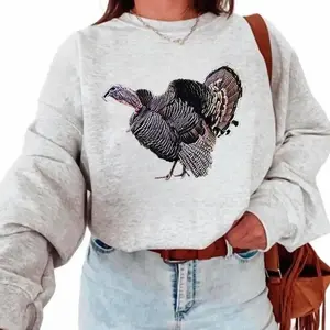 Vintage Turkey Sweatshirt | Fall Unisex Style, Retro Turkey Animal Lover Hunting Sweatshirt Turkey Vintage Fall Unisex Cotton Womenswear Z4F