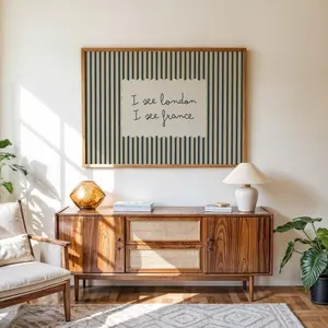 [SALE UP TO 50% + FREE SHIP]  I See London I See France Quote Print, Minimalist Bathroom Art, Retro Stripes