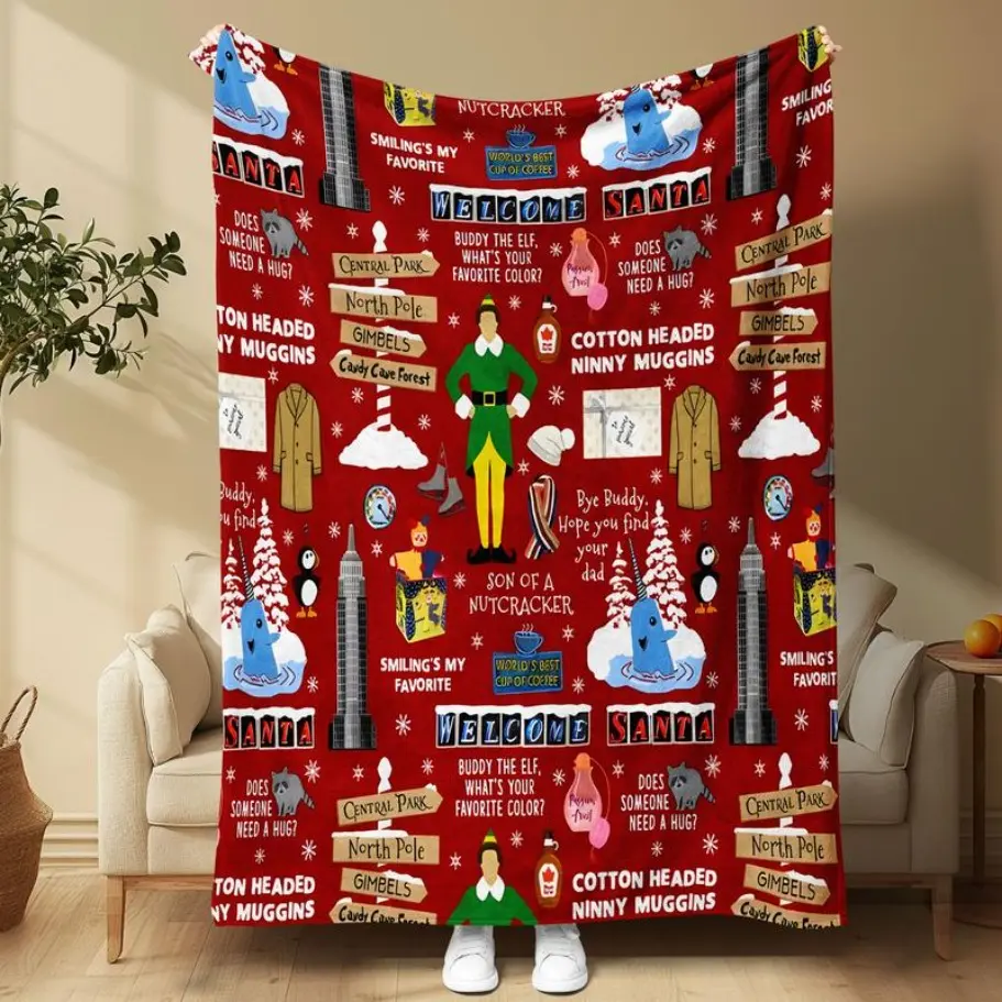 Christmas Elf - themed Blanket | Sofa Throw, AC - room Warmer & Outdoor Camping Blanket Perfect for Christmas Party Decor, Binging at Home, Outdoor Picnic Vibes Ideal for Christmas,Blanket Halloween and Christmas Gifts