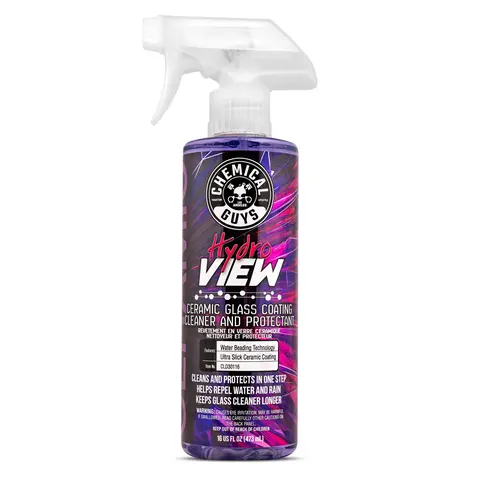 HydroView Ceramic Glass Cleaner & Coating Spray Bottle - 16oz Car Window Cleaner, Car Detailing Products, Removes Dirt & Dust, Cleans & Protects, Exterior+Interior Surface Cleaner, Water-Repellent for Clearer Visibility