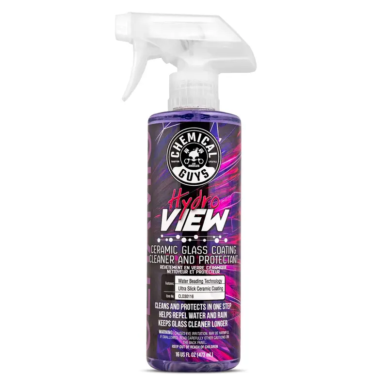 HydroView Ceramic Glass Cleaner & Coating Spray Bottle - 16oz Car Window Cleaner, Car Detailing Products, Removes Dirt & Dust, Cleans & Protects, Exterior+Interior Surface Cleaner, Water-Repellent for Clearer Visibility