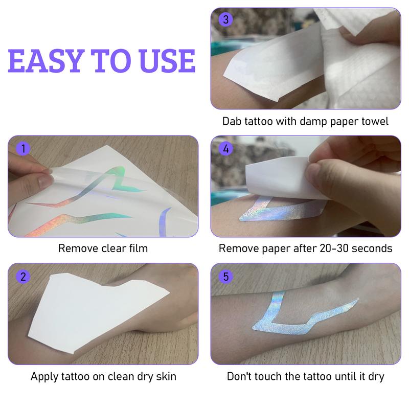 Kpop Girl Group Temporary Tattoos - 8 Sheets Full Body Set Patterns Laser Tattoos Stickers Waterproof Cosplay Costume Accessories for Cosplay Party