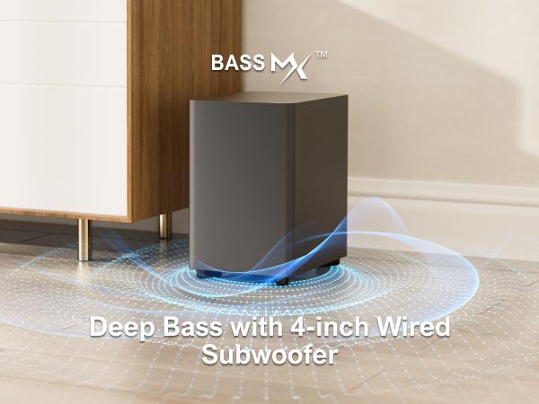 ULTIMEA Aura A40 7.1ch Virtual Surround Soundbar for Small Rooms- 4 Wired Surround Speaker, 4-inch Subwoofer, Smart App Control, Remote, for Compact Home Theaters, TV, MobilePhone, PC, Sleek Wall-Mountable, Apartment, Flat