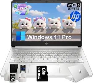 HP 2025 14 inch Everyday Laptop Computer for Student & Business - AI-Powered  • Intel Quad-Core CPU • Ultra-Light • 16G RAM • 384G Storage (128G UFS+256G SD Card) • Win 11 Pro • Silver