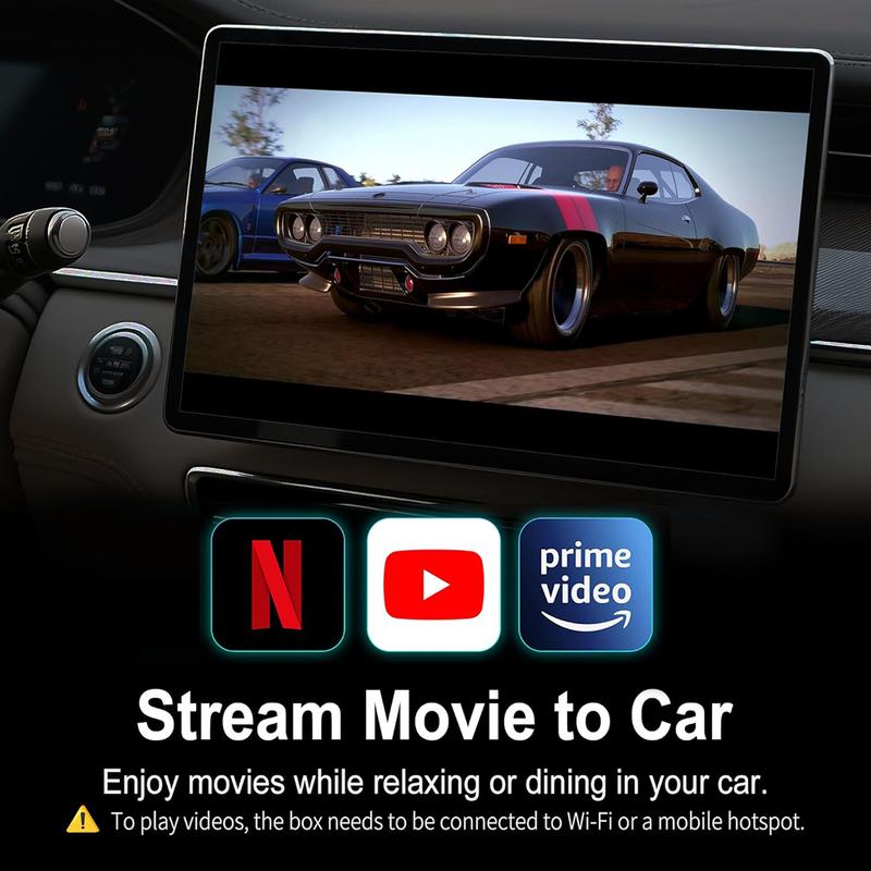 Mini AI Box - Streaming Netflix/Youtube/Tiktok to your car! 4 in 1 Wireless CarPlay and Android Auto Adapter suitable for Factory wired CarPlay Cars