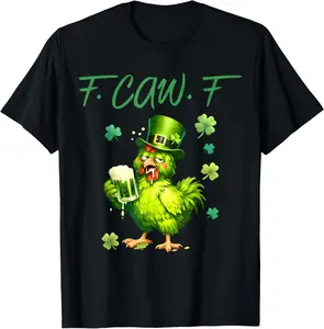 Cotton FCawF Rooster Funny St Patricks Day Chicken Meme TShirt
