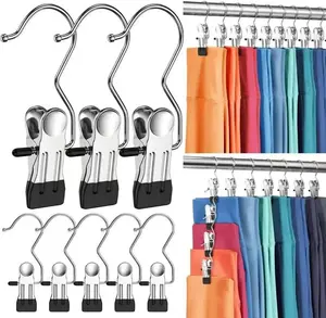 20 Counts Anti-Rust Hanging Clip Clothespins Multifunctional Stainless Steel Hooks for Pants Socks Towels Travel Organizer Space-Saving Storage Rack with Laundry Hooks Smooth Surface Metal Hangers