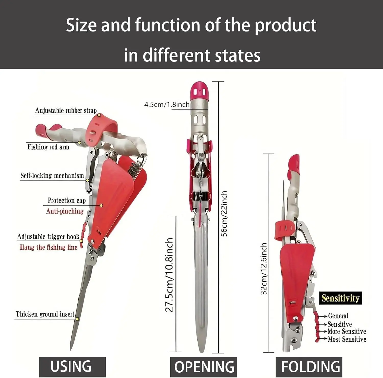 Automatic Spring-Activated Fishing Rod Holder with High-Sensitivity Dual  Springs,fish trap, Foldable Design & Adjustable Ground Spike for Stable  Support - TikTok Shop