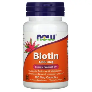 NOW Foods Biotin, 1,000 mcg, 100 Veg Capsules