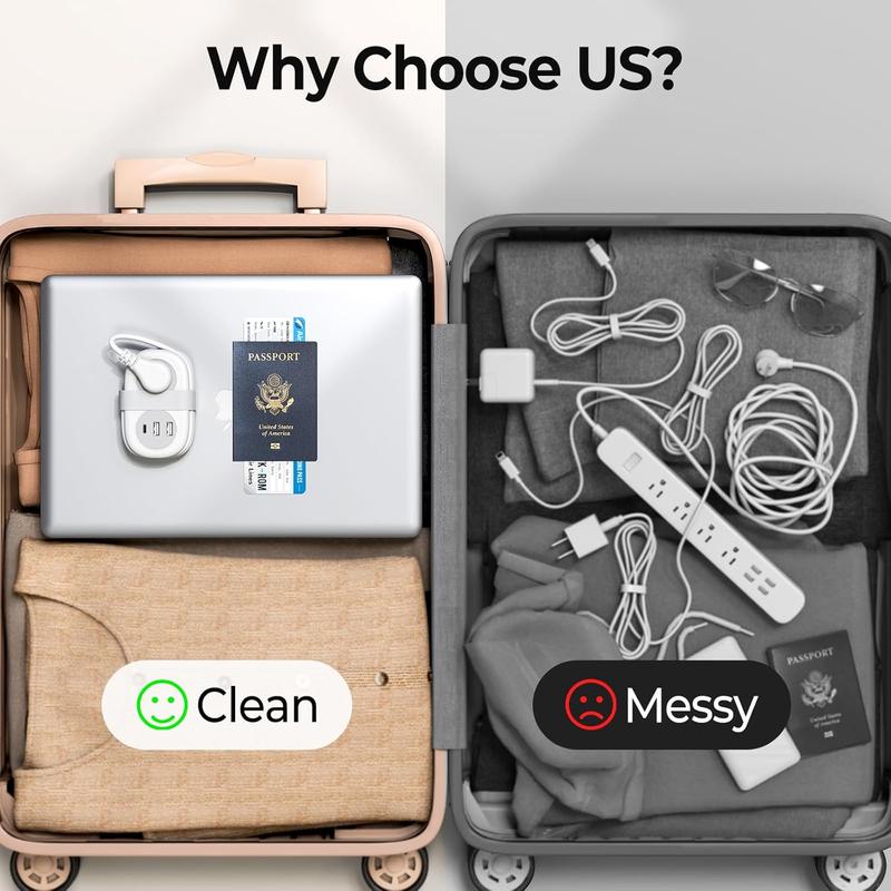 ORICO Travel Power Strip, 3.7FT Small Extension Cord, Portable Power Strip Flat Plug with 2 AC Outlets 3 USB Ports (1 USB C), Multi Plug Extension Cord for Travel, Cruise, Office, Hotels -AP3-2A2U1C