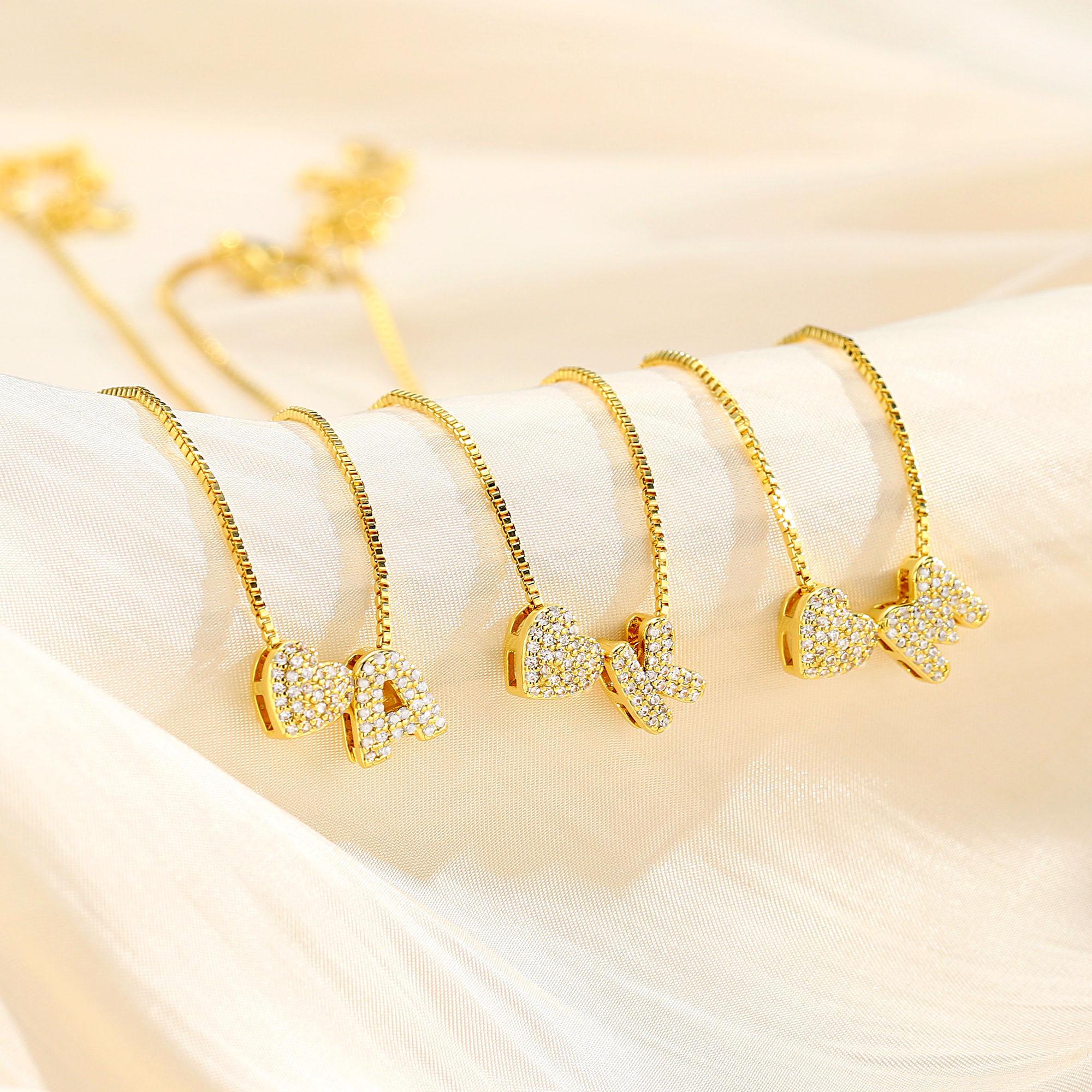 Turandoss Tiny Heart Initial Necklace Gold A-Z Letter Pendant Dainty Heart Name Necklace Personalized Initial Tag Pendant Hypoallergenic 14K Golden Plated Gift for Women and Girls Goldplated Birthday Gift Valentine’s Day Gifts SpringStatements