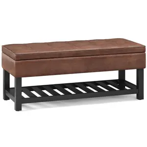 Cosmopolitan Ottoman Bench in Distressed Vegan Leather