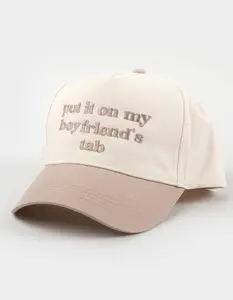 Put It On My Boyfriend's Tab Womens Snapback Hat, Beige