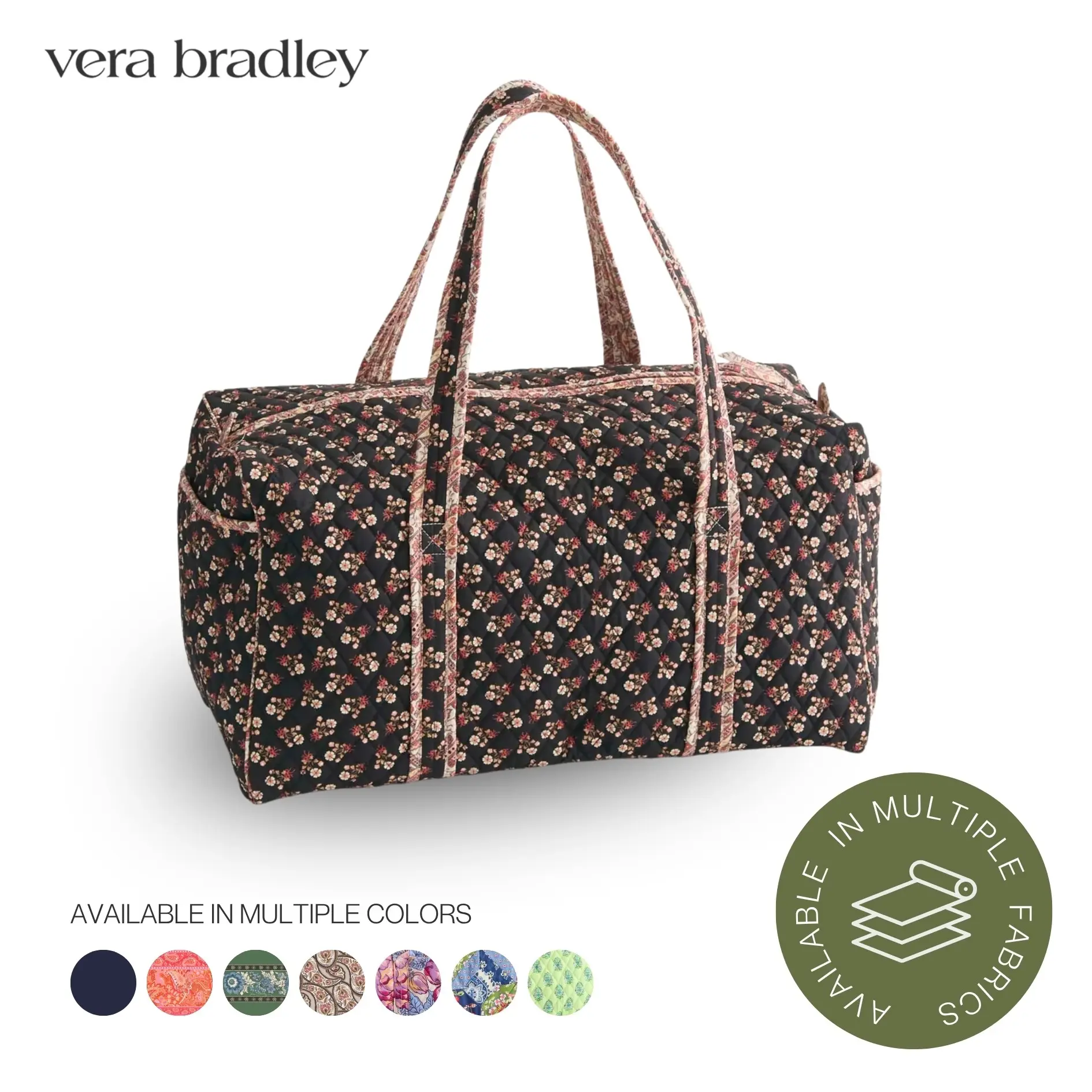 Vera Bradley Large Original Duffel | Premium Cotton | Travel & Weekender Bag | Available in Multiple Fabrics, Colors & Prints