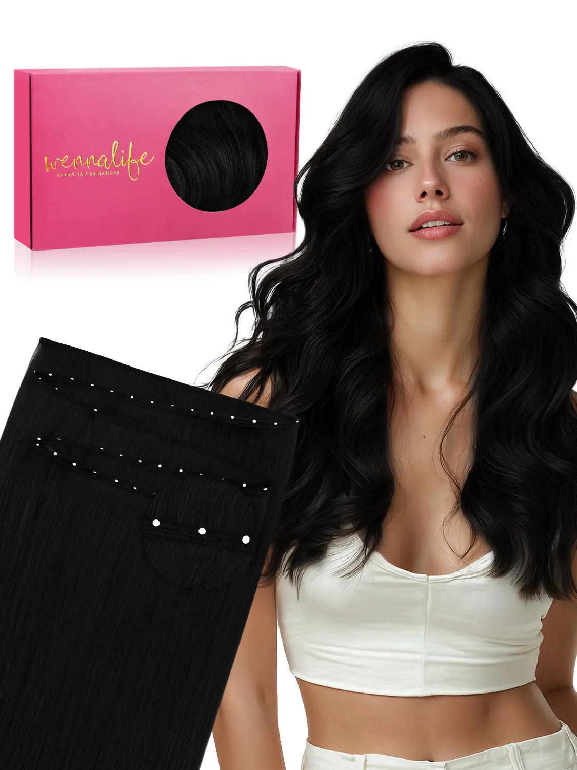 WENNALIFE Butterfly Weft Sew In Hair Extensions Real Human Hair 80g-120g 14 Inch to 24 Inch Genius & Seamless Breathable & Invisible Natural Luxury Remy Hair Straight Fuller Extensions #DealsForYouDays