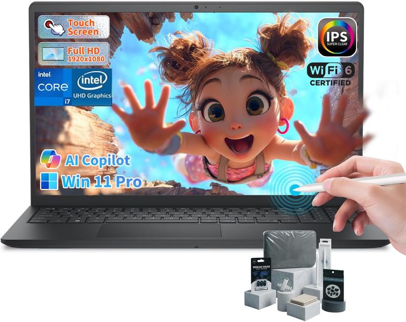 Dell Inspiron 15 Touchscreen Laptop | Intel 10-Core i7-1355U | Intel UHD Graphics | 15.6" FHD Anti-Glare Display | Windows 11 Pro | Copilot-AI | Wi-Fi 6 |  w/Accessories | 16GB RAM, 1TB SSD