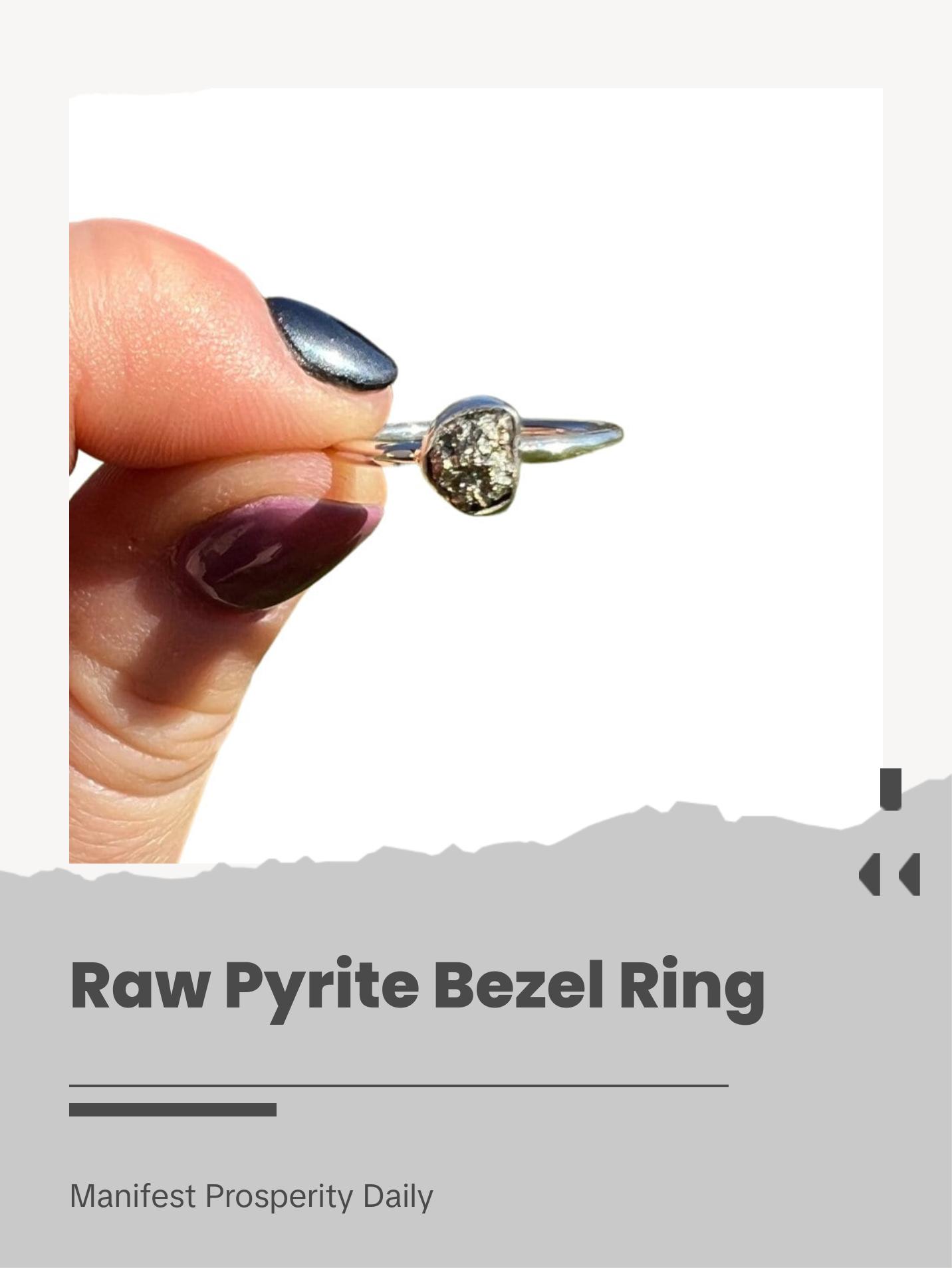 Raw Pyrite Bezel Ring in Sterling Silver