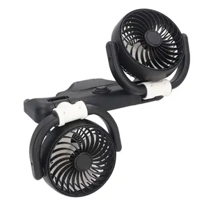 Foldable Dual Head Fan Silent Cooling 2 Speeds 360 Degree Rotation DC5V USB Vehicle Fan for Car Dashboard