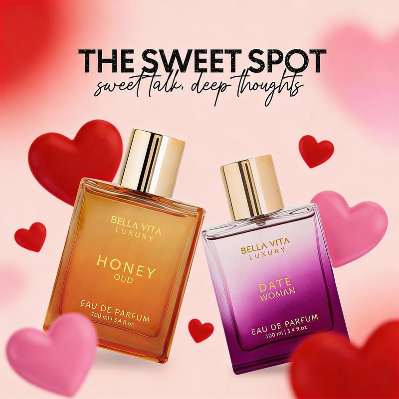 Bellavita Luxury Sweet Spot Eau De Parfum | Valentine’s Edition Perfume |  Sweet & Creamy Notes | Honey Oud & Date | Romantic Everyday Scent | Long-Lasting | Vegan & Cruelty-Free