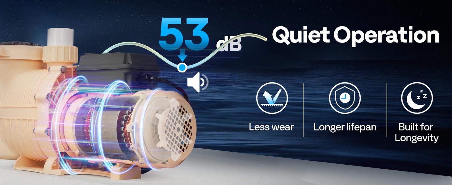 VIVOHOME 2.0HP 115V Variable Speed Pool Pump, Self-Priming Energy Saving, 1.5" & 2" Inlet w/Strainer Basket for in/Above Ground Pools