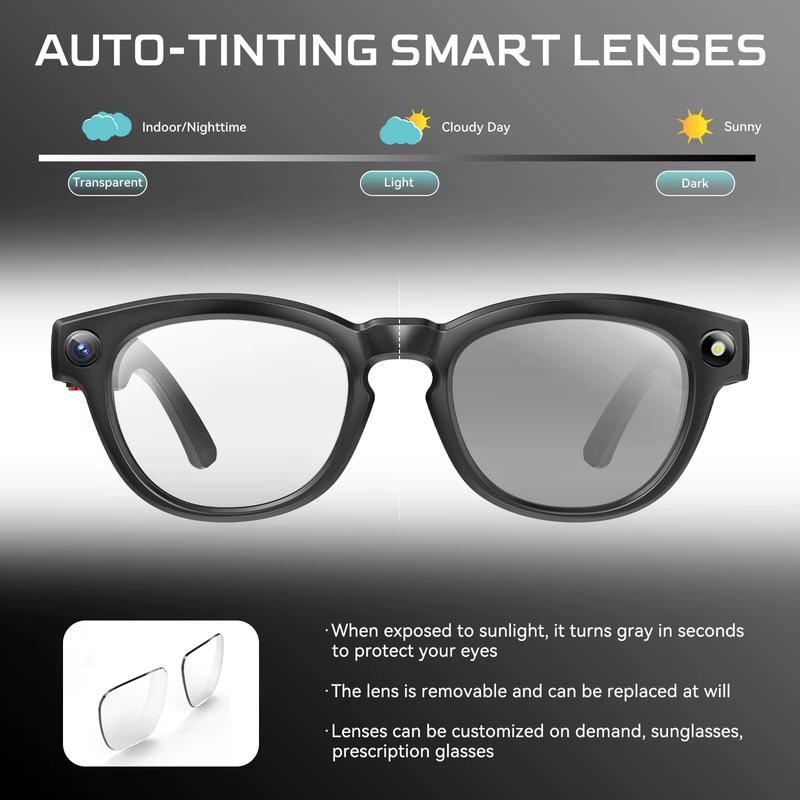 Smart Sports Glasses - First-Person 4K Camera & AI Translator for Outdoor Adventures | Photochromic, Bluetooth, Hands-Free Video