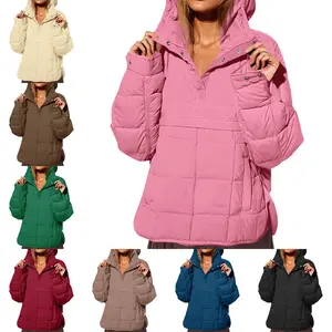 LAICIGO Womens Winter Trendy Oversized Puffer Jacket Quilted Dolman Hoodies Pullover Long Sleeve Lightweight Warm Tops Coat