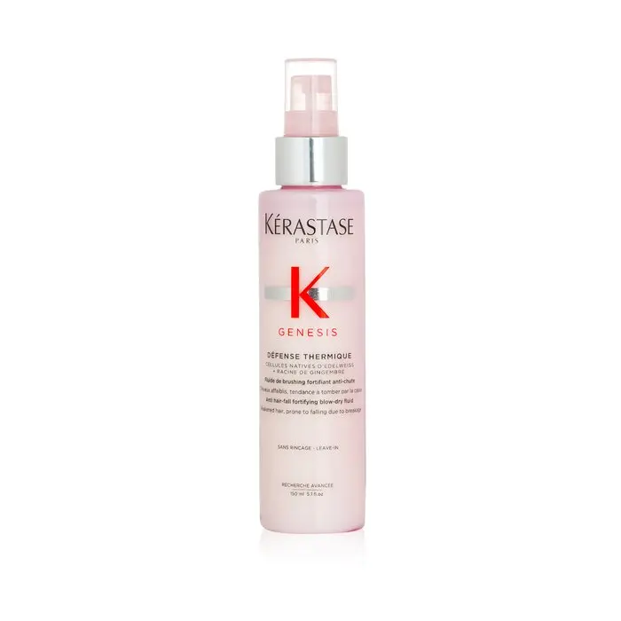 Kerastase Genesis Défense Thermique Anti-Hair-Fall Fortifying Blow-Dry Fluid - Haircare Thermal Protectant with Ginger Root, Frizz Control Cream for Weakened Hair Prone to Breakage-Related Fall (150ml/5.1oz), Anti Frizz Leave-In Treatments
