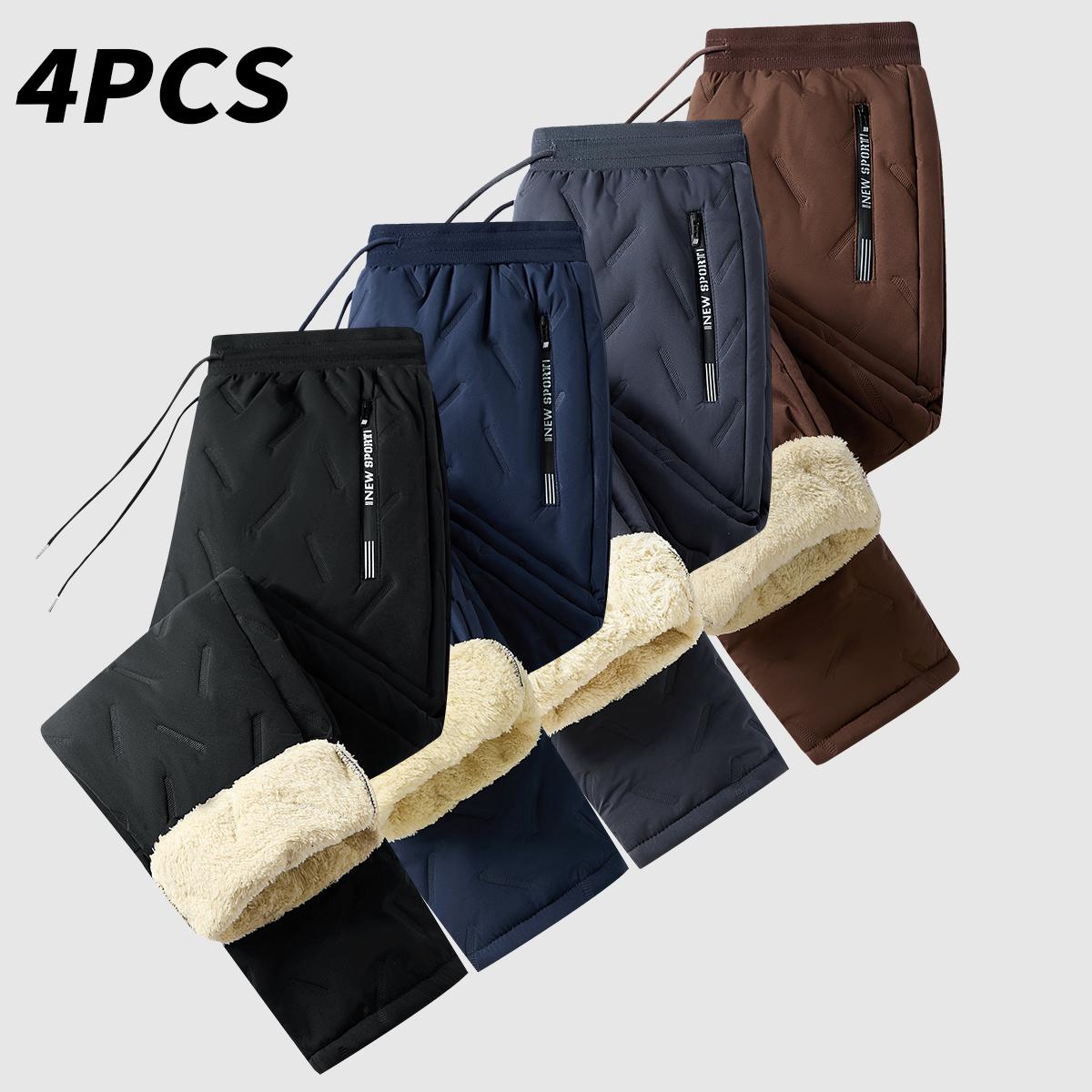 Men’s Warm Thermal Winter Snow Pants Ideal for Workouts & Outdoor Activities Machine Sweatpants Men Perfect for Extreme Cold Weather Layered Solid Color Design Regular Fit Menswear Top Stylish Trousers Men’s Casual Plain drawstring waistband