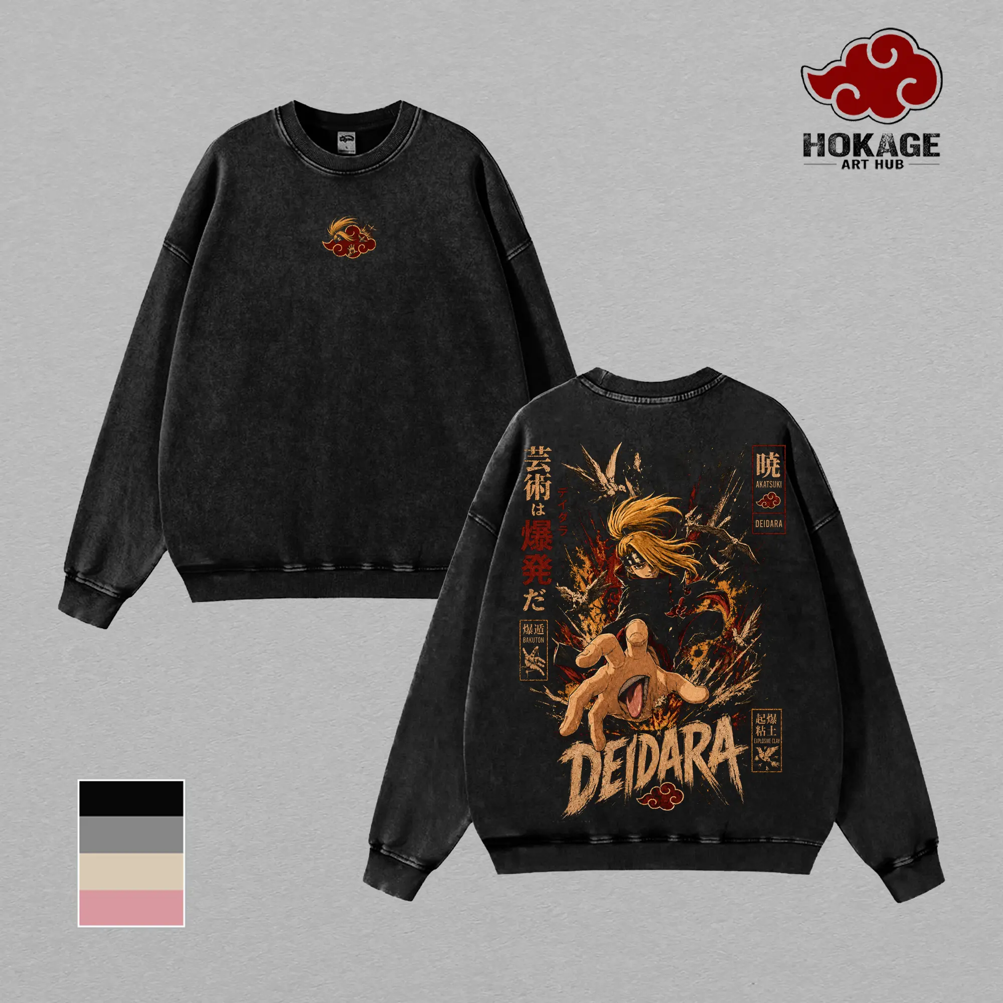 Deidara NRT T-Shirt Sweatshirt Hoodie Tank Top, Akatsuki Explosive Clay Graphic Tee, Back Print Vintage 90sAnime Shirt, Graphic Tees Men, Trendy Tshirts, Men's T Shirts, NRT Streetwear, Unisex Cotton Distressed Shirt Apparel Classic