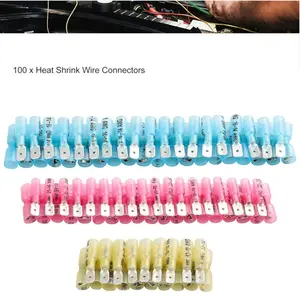 100Pcs Heat Shrink Spade Connectors Set - Butt Wire Connectors Male & Female Spade Wire Splice Connectors,Spade terminals for Watercraft,Electronics,Automotive