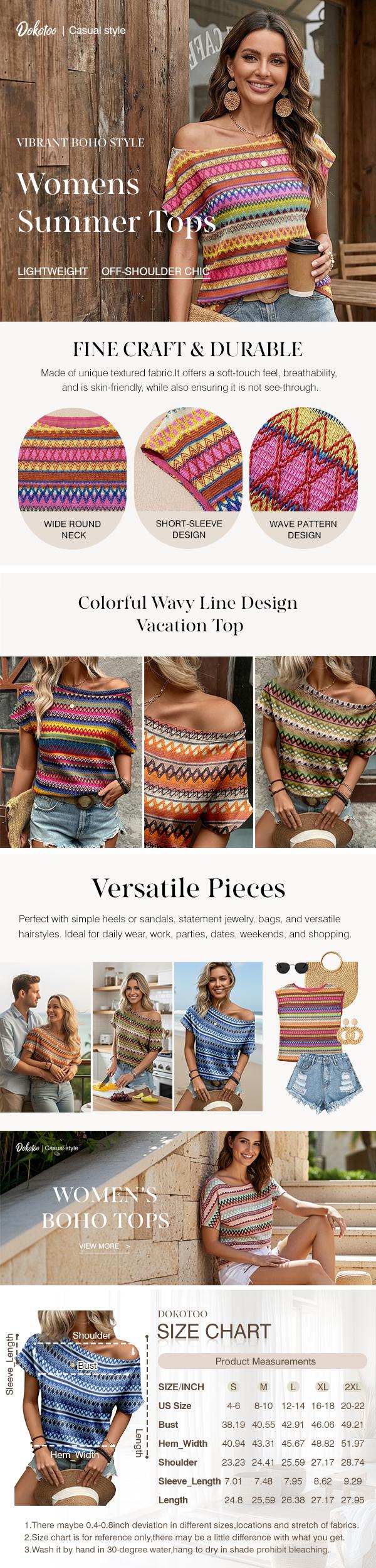 Dokotoo Summer Womens Tops for Women 2026 Trendy Fall Cute Crop Tops Striped Shirts Crewneck Womens Blouses Dressy Casual Business Fashion Vacation Outfits Resort Wear Ladies Loose Fit