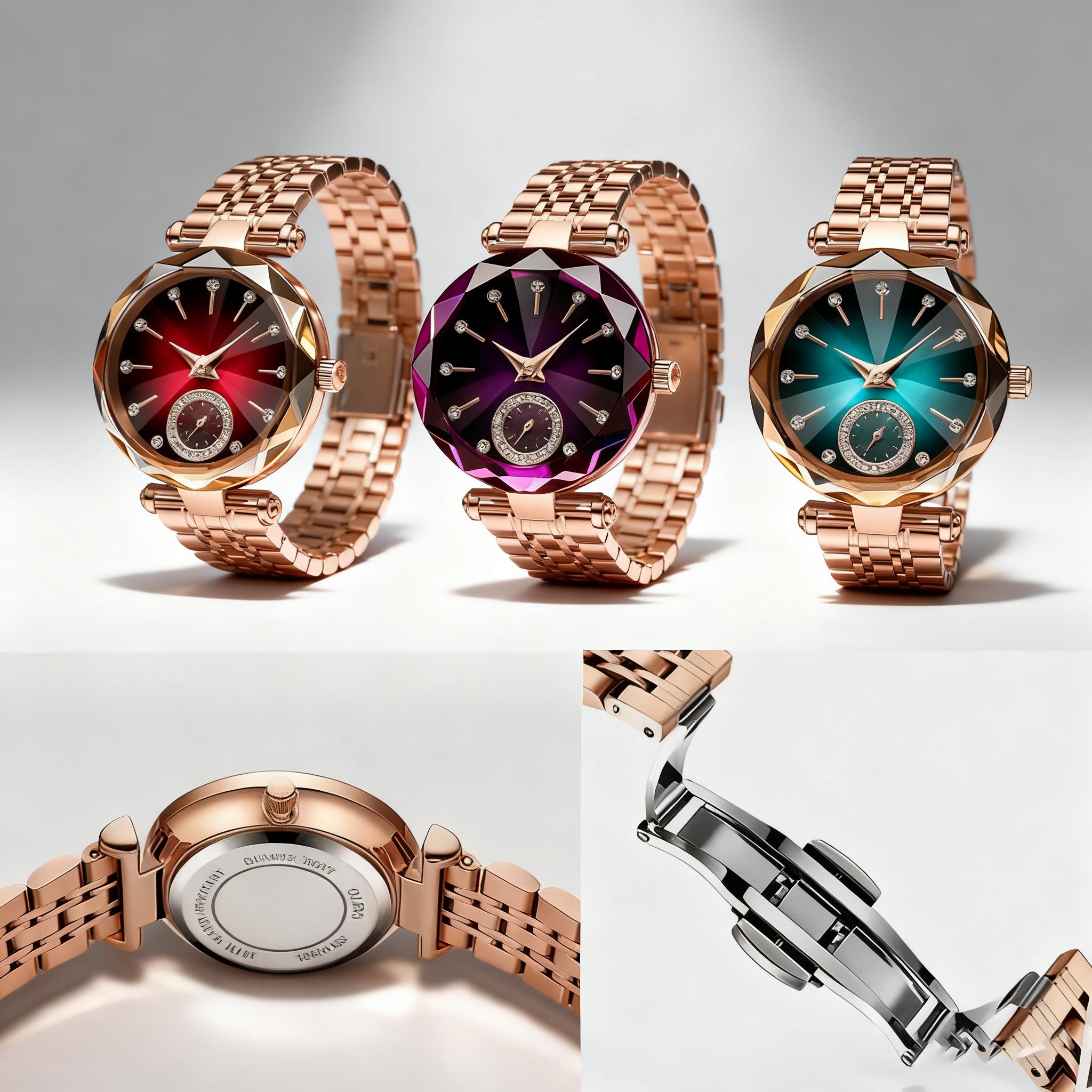 [Mother's Day Gift] Women's Rose Gold Tone Bracelet Watch With Geometric Sparkling Bezel  Elegant Jewelry Style