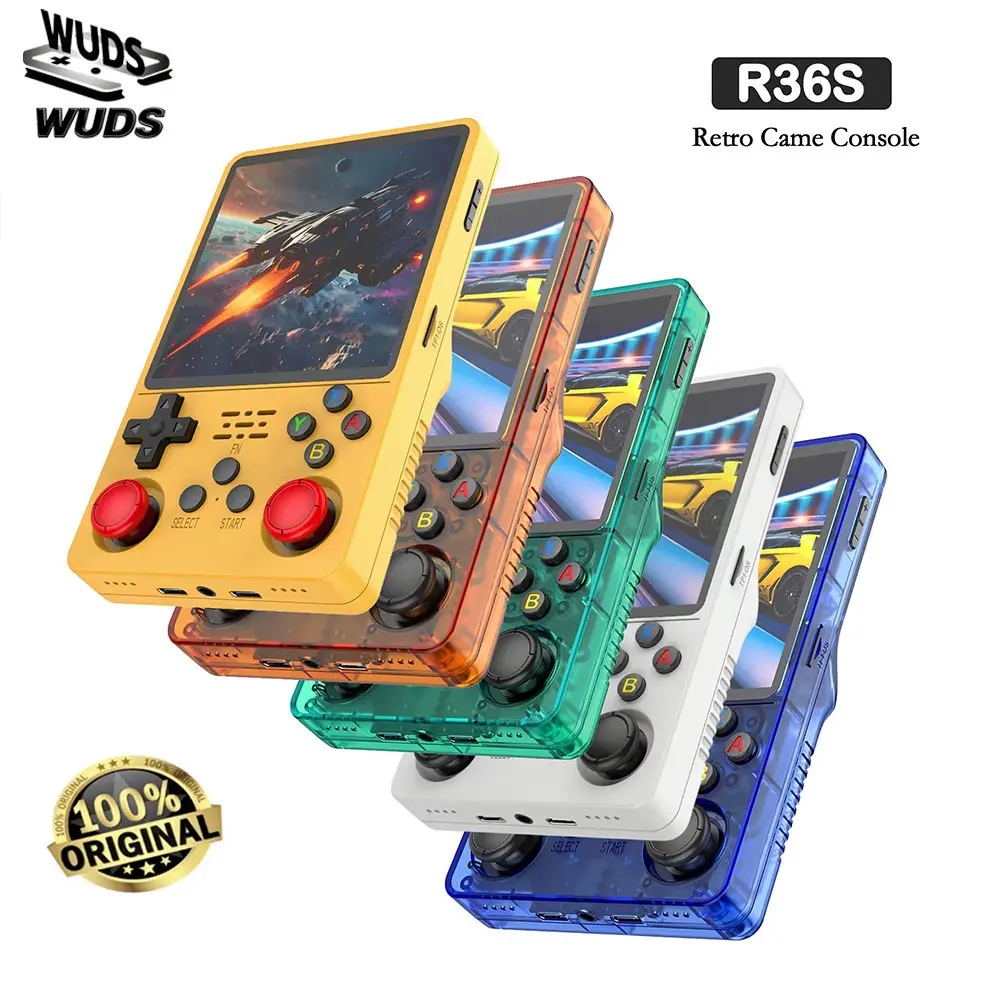 WUDS R36S Retro Video Console 3.5in Screen, Arkos System, Compact, Cordless, Pre-Loaded, All Ages,nng Consol  Rechargeable Batteries, Portable Handheld Device, Abs, Handheld GamiBuilt-Ie