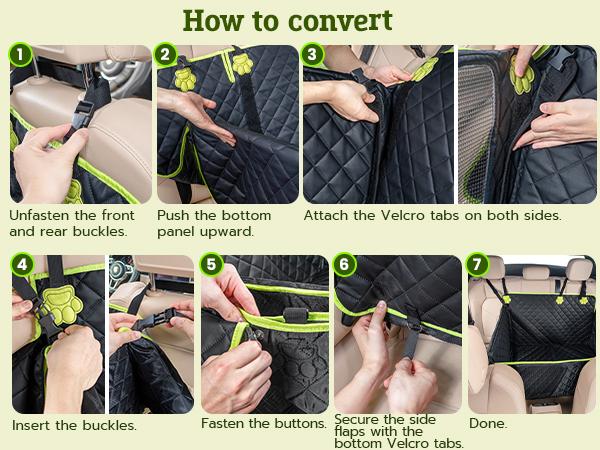 Pecute Pet Car Seat Cover Waterproof Dog Backseat Hammock with Mesh Window & Storage Pocket, 600D Non-Slip for Car/Truck, Easy to Install Washable