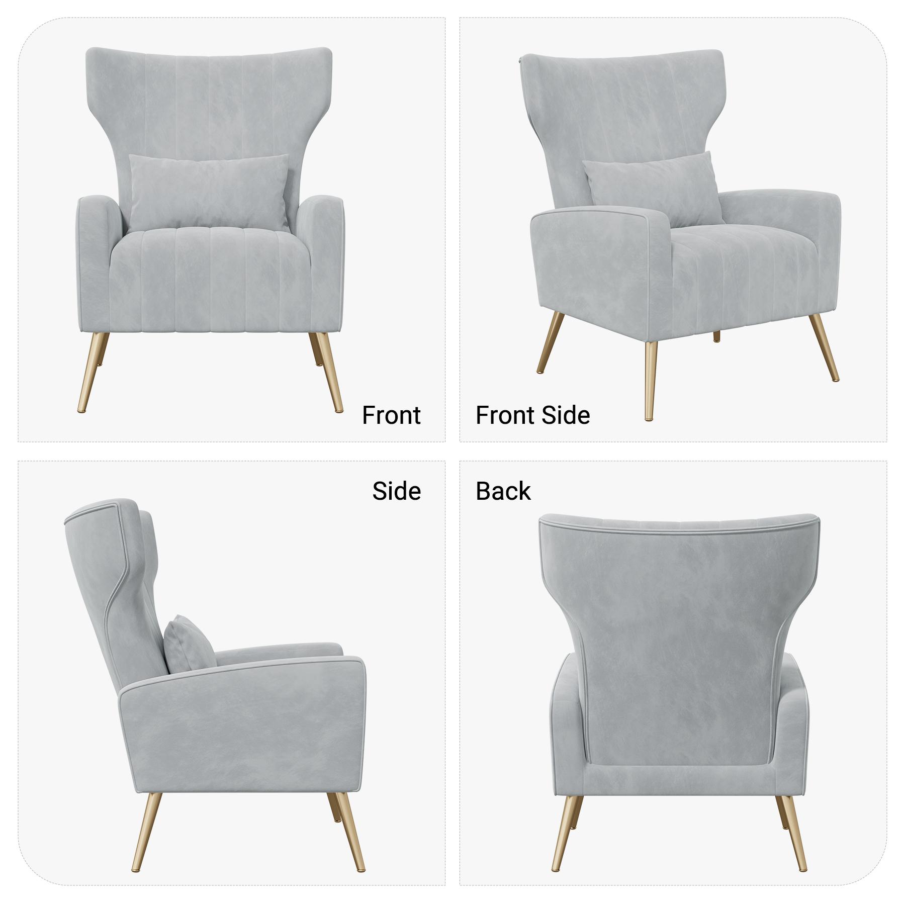 Mid Century Modern Armchair with High Back,Accent Chair,Velvet Fabric Upholstered Reading Comfy Sofa Club Chair with Metal Legs and Spring Support, for Living Room Bedroom,Orange Mid Century Modern Armchair with High Back,Accent Chair,Velvet Fabric Upholstered Reading Comfy Sofa Club Chair with Metal Legs and Spring Support, for Living Room Bedroom,Orange