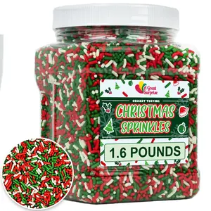 Christmas Sprinkles Bulk - 1.6 Pounds - Holiday Jimmies - Red White and Green Xmas Baking Toppings for Cookies, Cakes, Cupcakes, and More!