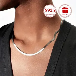 Sterling Silver Minimalist Necklace Elegant S925 Flat Snake Bone Chain Hypoallergenic and Luxury Accessory for Daily Wear and Parties Ideal Couples' Gift with AntiTarnish Gift Box 8.8g Low Allergy Cold Style